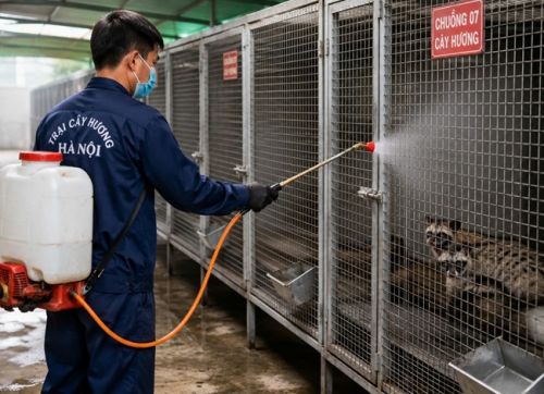 Quy trình vệ sinh chuồng trại Cầy Hương giúp hạn chế dịch bệnh